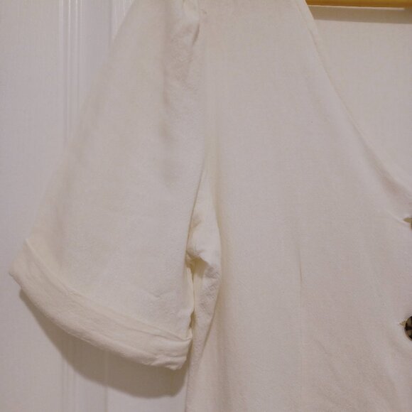 Suzy Shier Button Front Shirt Dress - Ivory - Picture 6 of 8